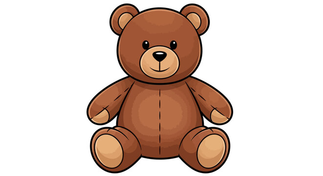 Brown Teddy Bear, Cartoon Vector Illustration, Cute Character Design, Isolated on White Background, Vector Graphic