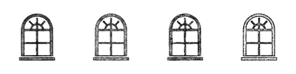 Fototapeta premium Sketch arched window icon design set