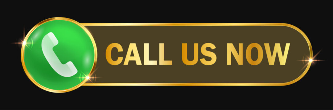 Call Us Now Gold Button with Phone Icon, Premium Call to Action Banner, Luxury Contact UI Design for Business Marketing Vector Illustration
