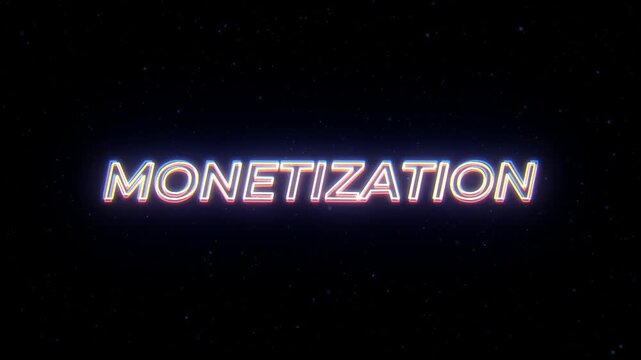 Monetization Neon Sign Text with Classic Retro Theme.