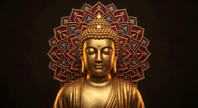 Happy Buddha Purnima, Vesak Day background with Meditating Buddha Statue