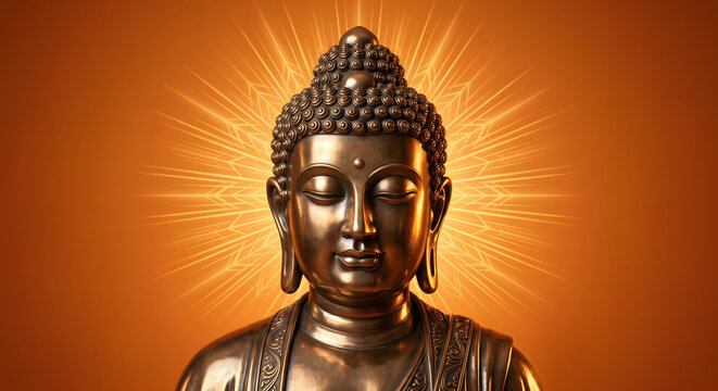 Happy Buddha Purnima, Vesak Day background with Meditating Buddha Statue