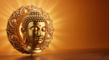 Obraz premium Happy Buddha Purnima, Vesak Day background with Meditating Buddha Statue