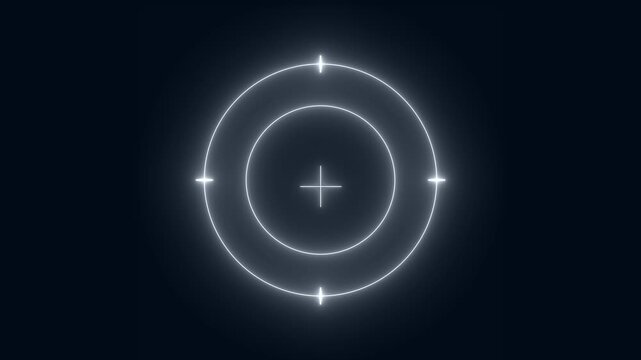 Neon gun point icon with dark blue background