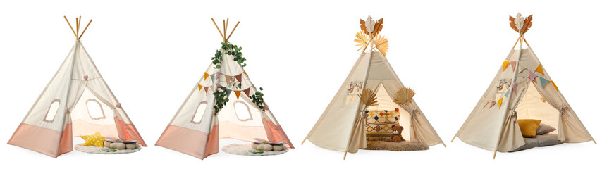 Cute wigwams for children isolated on white, set © New Africa