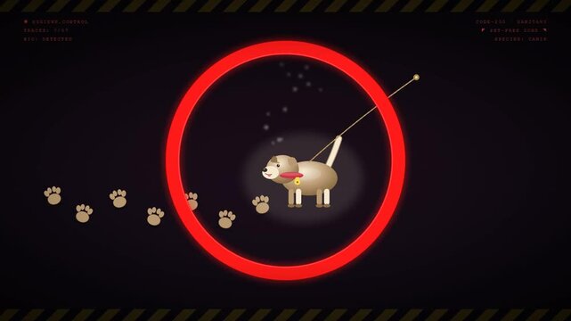 No pets allowed prohibition sign with red glowing warning symbol and dog icon on dark background
