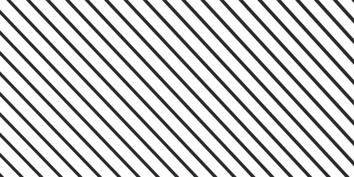 Repeated black diagonal lines on white background. Slanted parallel stripes pattern. Tilted striped print.