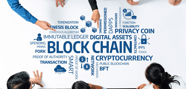 A diverse group of people collaborate over a table, discussing blockchain technologies, digital assets, cryptocurrency innovations, and smart contract applications in depth. Amity