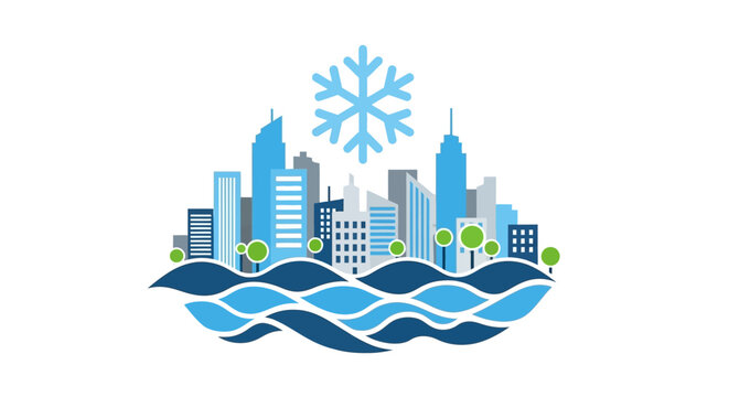 City Skyline Winter Weather Snow.