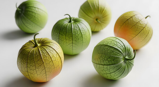 Collection of tamarillos isolated on transparent background vibrant colors and textures