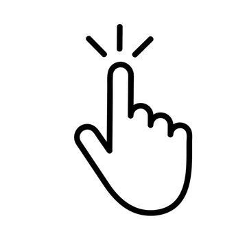 Hand cursor clicking animation isolated on tranparent screen background