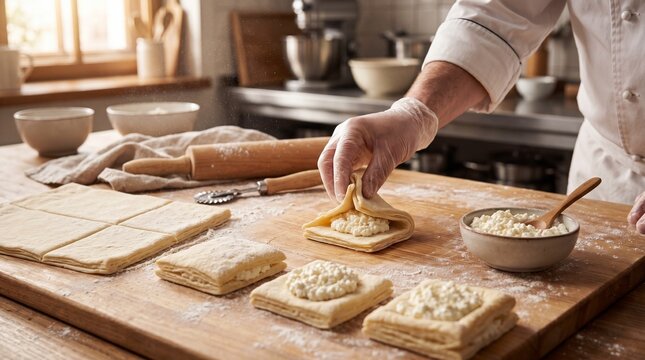 woman hands kneading dough