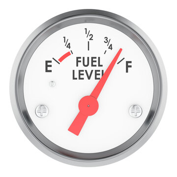 Fuel level gauge showing near full tank, 3d rendering