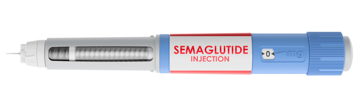 Semaglutide injection pen. Medical injector for diabetes treatment and weight loss therapy, 3d rendering