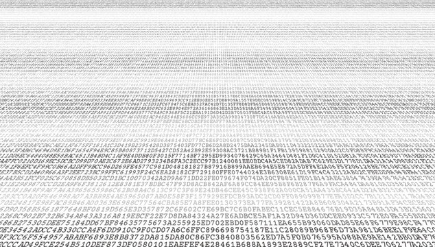 Binary Flux - Minimalist Digital Data Stream and Symbol Distribution. Perspective.