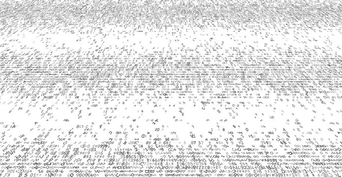 Linear Void - A Fragmented Horizontal Distribution of Binary Code and Digital Noise. Perspective.