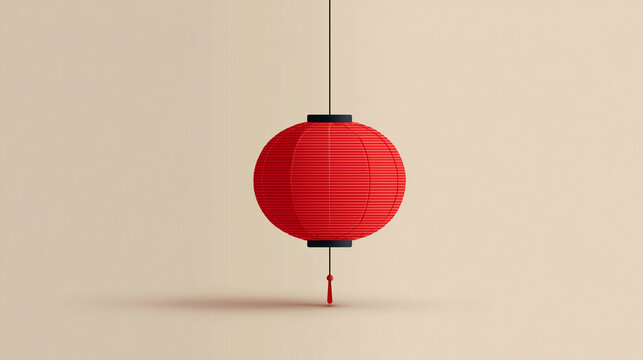 Isolated vector of red Japanese paper lantern (Chochin) in simple design