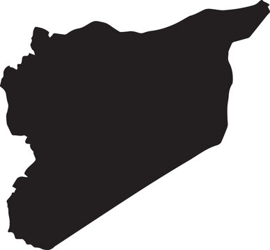 Black silhouette map of syria isolated on transparent background, Vector, illustration