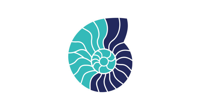 Marine Nautilus Shell Design in Turquoise and Blue