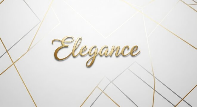 Elegant gold script typography on light geometric background.