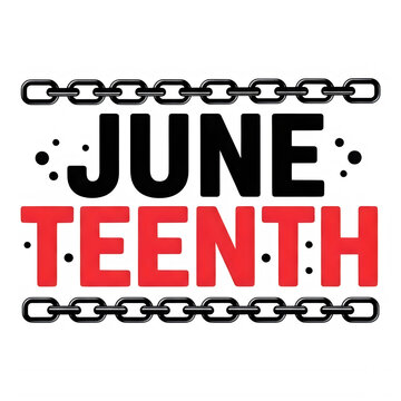 June Teenth Celebration Logo with Chains Isolated on Transparent Background