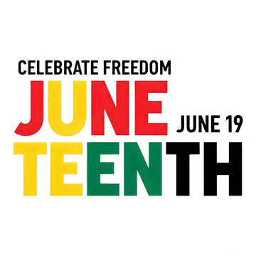 Juneteenth Celebration Text Design isolated on transparent background