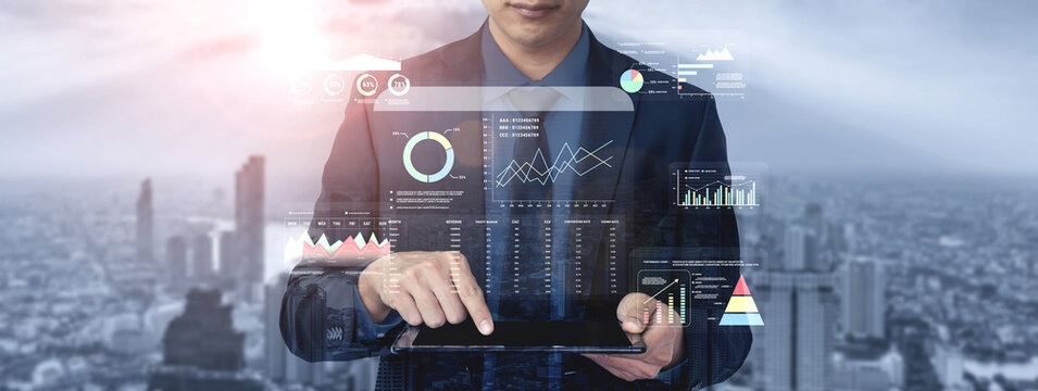 A financial and marketing KPI dashboard for business analytics and strategy. A report showing profit, revenue, and customer conversion rate data. Motif