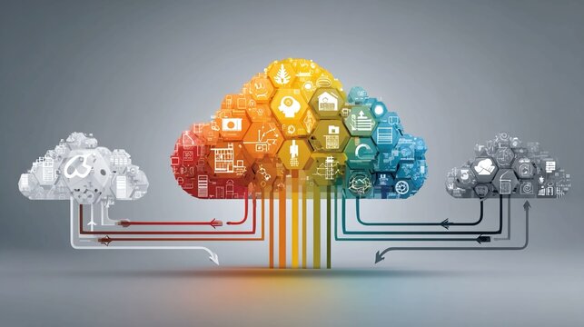 Abstract learning flow illustration with colorful arrows, mind maps, geometric diagrams, and icons symbolizing knowledge building, cognitive growth, and interactive education concepts