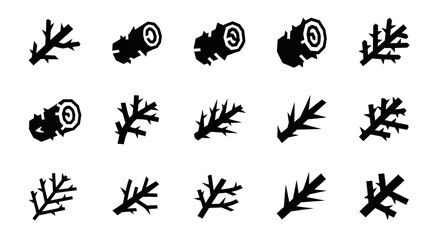 Black Coral Reef Icons, Vector Sea Fan Silhouettes, Ocean Element Set, 15 Marine Life Symbols © Steven