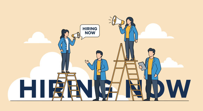 Professional Recruiters Announcing Job Vacancy and Hiring Now Campaign