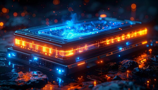 Futuristic Solid-State EV Battery Cell Cutaway 3D Render