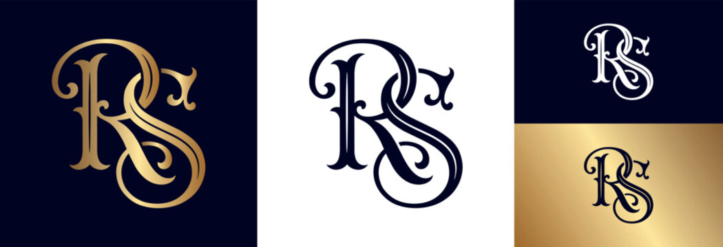 RS monogram emblem luxury vintage initials elegant alphabet letter ornate.