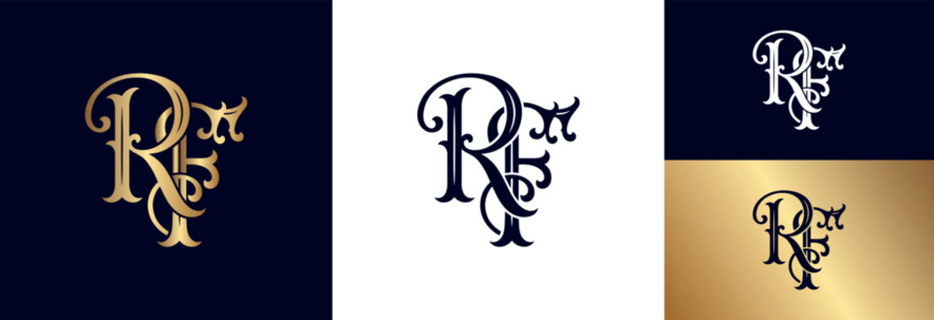 RF monogram emblem luxury vintage initials elegant alphabet letter ornate.