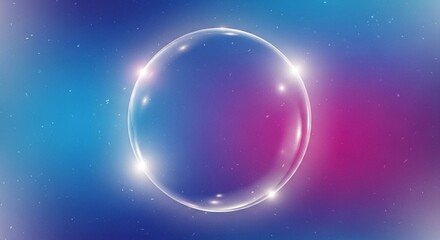 Fototapeta premium Abstract glowing bubble floating in colorful nebula with stars
