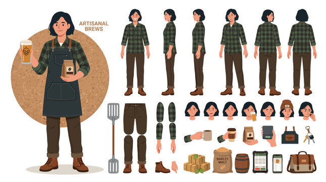 Artisanal Brews Creator Kit Featuring a Barista and Supporting Elements for Character Design