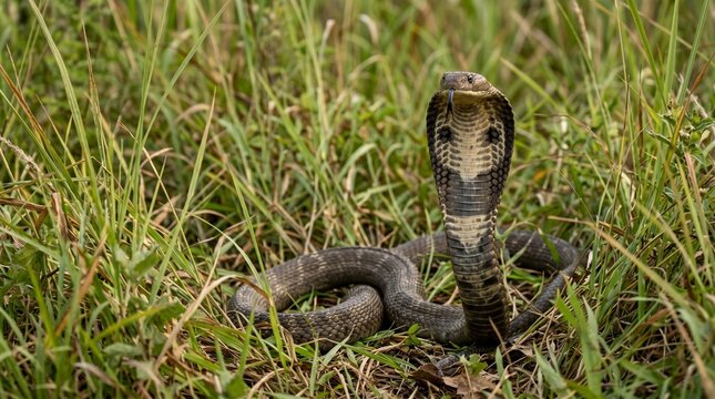 photo of a cobra among the grass made by AI generative