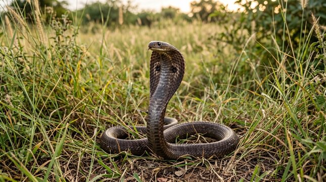 photo of a cobra among the grass made by AI generative