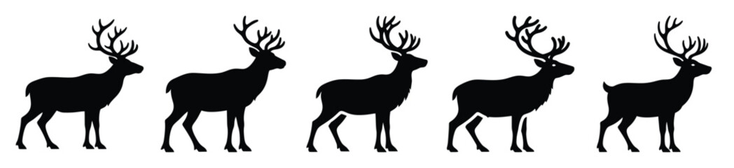 High quality reindeer silhouette simple  silhouette vector icon set. christmas isolated icons on white background Vector illustration. © Pallobroy