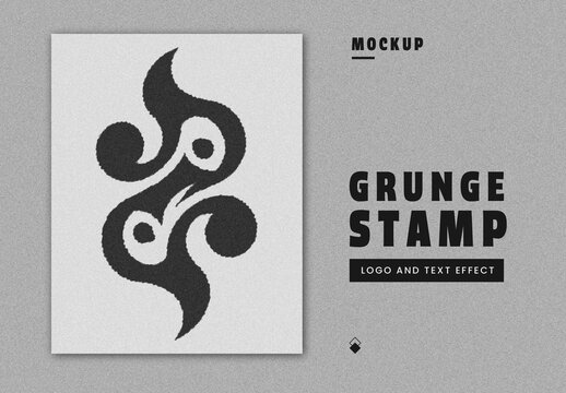 Grunge Stamp Logo And Text Effect Mockup