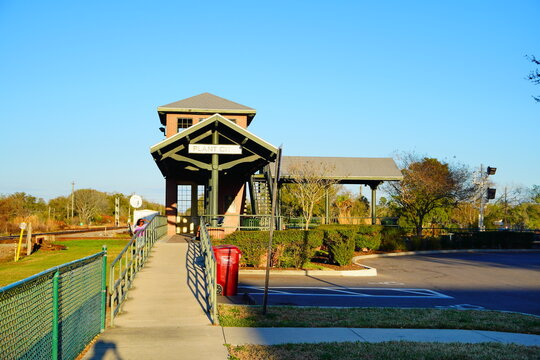 Plant City, Florida, USA: 03 20 2026: Landscape of plant city downtown and historic train station, Florida