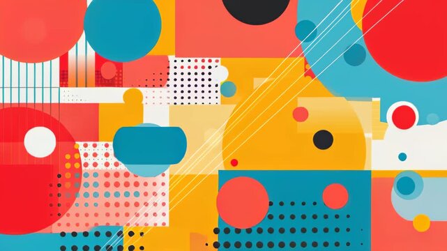Vibrant Abstract Composition: A dynamic artwork, showcasing an array of colorful geometric shapes, creating a visually stimulating and engaging design.
