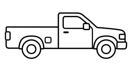 Fototapeta premium Simple black line drawing pickup truck illustration