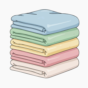 A stack of neatly folded pastel-colored blankets is shown against a white background.