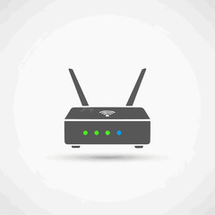 Fototapeta premium A flat design vector illustration of a dark gray Wi-Fi router icon.