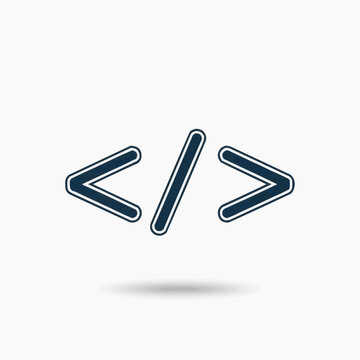 A vector graphic icon symbolizing programming and web development code.