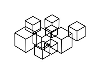Obraz premium Abstract 3D Cubes Geometric Composition in Black and White