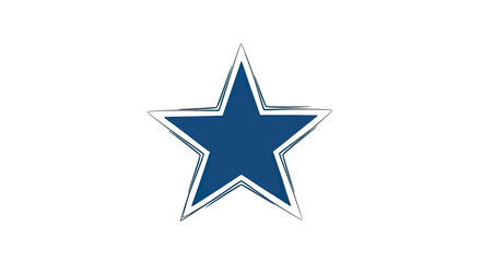 Obraz premium A single blue five-pointed star with a hand-drawn, rough outline