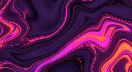 Obraz premium Abstract liquid purple and pink neon colors blend in dynamic psychedelic waves.