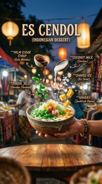 Delicious Indonesian Es Cendol Dessert Served in a Bowl.