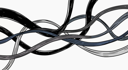 Fototapeta premium Abstract lines entwine in varying shades of gray, black, and blue